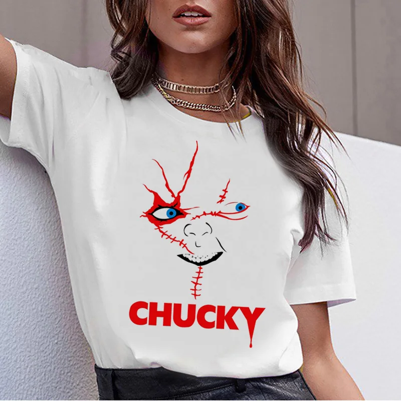 Chucky ужас высокое качество крутая женская новая футболка уличная ulzzang футболка модная женская новая футболка Топ