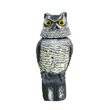 

Realistic Bird Scarer Rotating Head Sound Owl Prowler Decoy Protection Repellent Pest Control Scarecrow Garden Yard Move