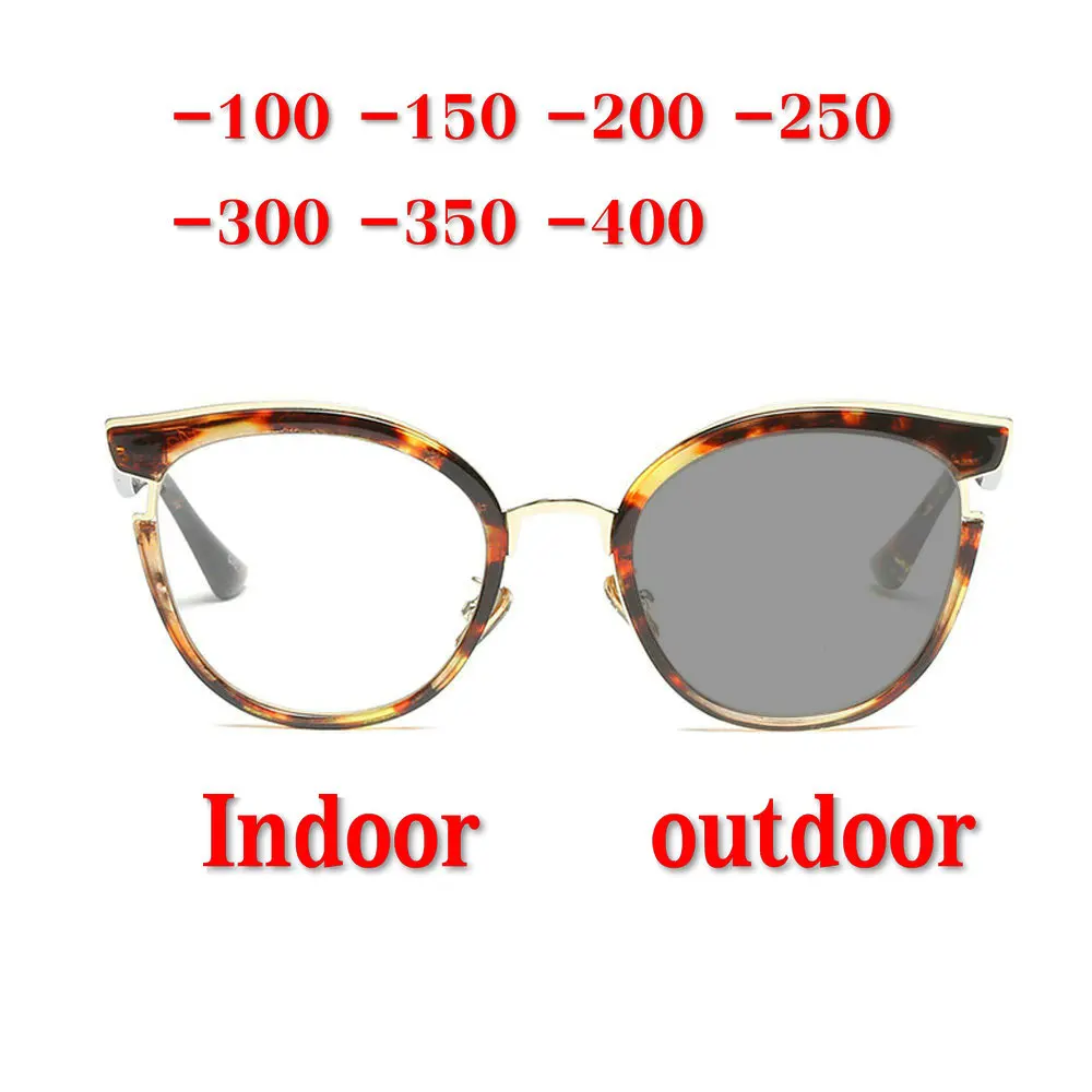 

fashion women cat myopia optical sunglasses sun photochromic finished optical glasses myopia prescription glasses frame UV400 NX