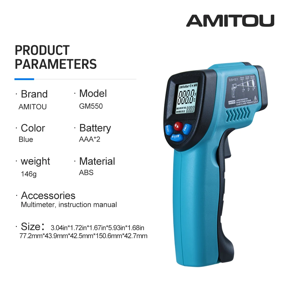 GM550 -50~550 C Digital infrared Thermometer laser Temperature Gun Pyrometer Aquarium High/Low Alarm | Инструменты