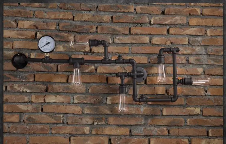 Ретро стиль лофт винтажный промышленный настенный светильник с 5 светильник s для дома Edison настенный светильник, трубчатый светильник