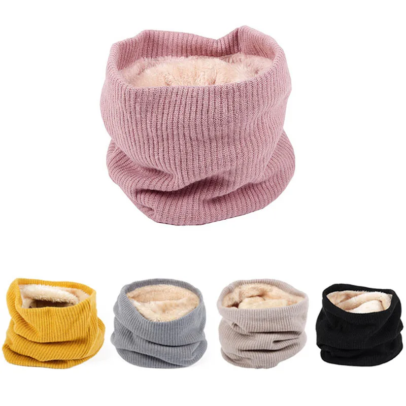 

Long Plush Liner Baby Girls Boys Scarf Cotton Knitted O-Ring Scarves Neck Warmer Thick Collars Kids Children Adults Scarf