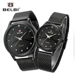 BELBI Пара часы Diamond Watch для мужчин и женщин ультра-тонкий сталь Watchstrap часы бизнес Японии кварцевые двигаться для мужчин t Hodinky