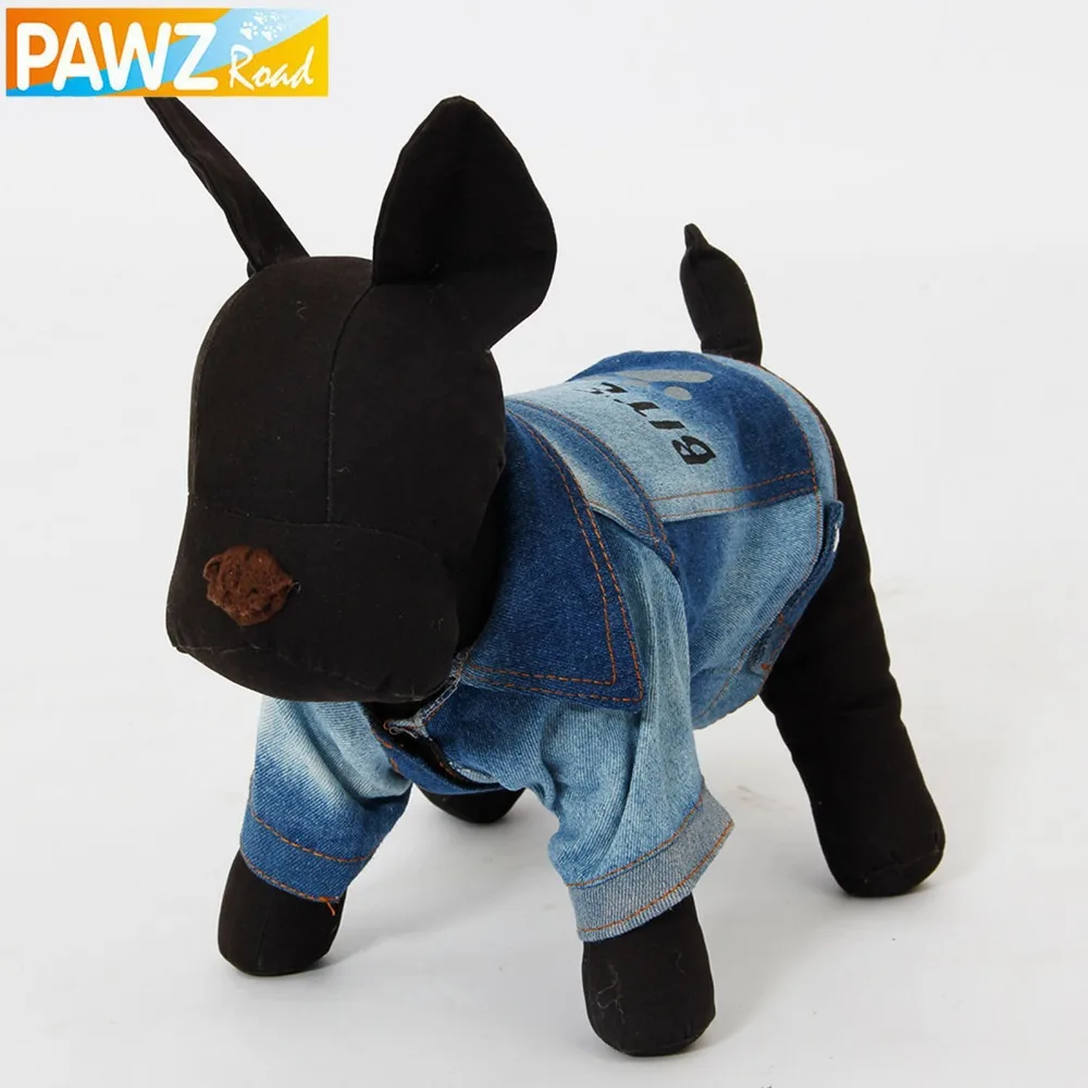Pawz Road Free Shipping Dog Fashion Paw Print Pet Clothes Jean Fabric