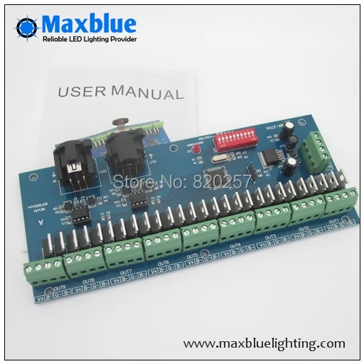 

27 channel easy DMX LED controller; dmx decoder, 9groups RGB output,each channel max 3A,