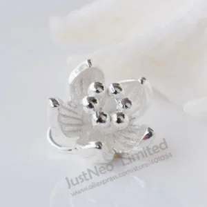 

solid 925 sterling silver charm, lotus spacer bead pendants for necklace jewelry making, 1piece