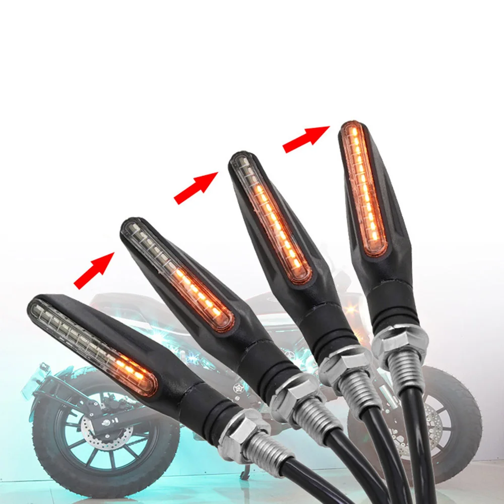 

4pcs LED Motorcycle Direction Indicator Turn Signals Flexible Light Lamp Universal Running Water Flicker Lights