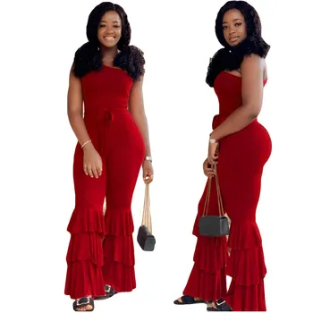 

2019 Sexy Bodycon Jumpsuits One Piece Ruffle Rompers Womens Romper Casual Overalls Full Bodysuit Streetwear