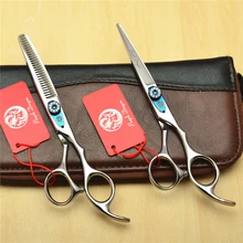 2 шт. 6,0 дюймов фиолетовый дракон 440C профессиональные человеческие волосы Парикмахерские ножницы резка ножницы+ истончение ножницы Z1015