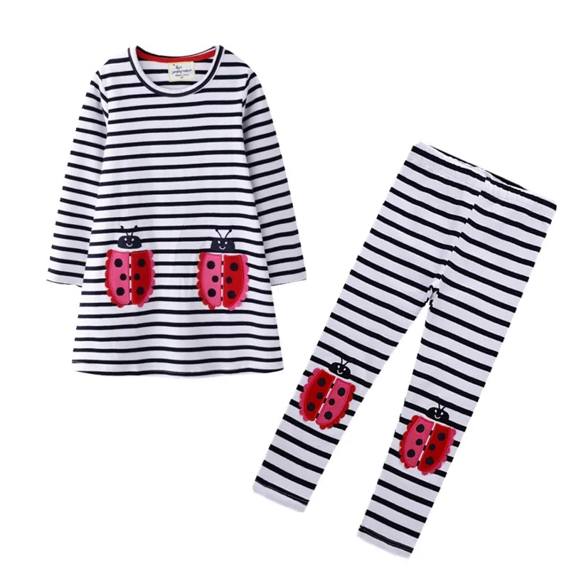 

Stripes Girl Sets Girls Long Sleeve Clothing Suits Kids Clothing Sets Cartoon Spring Cotton Dress and Pants Kids Winter Sets