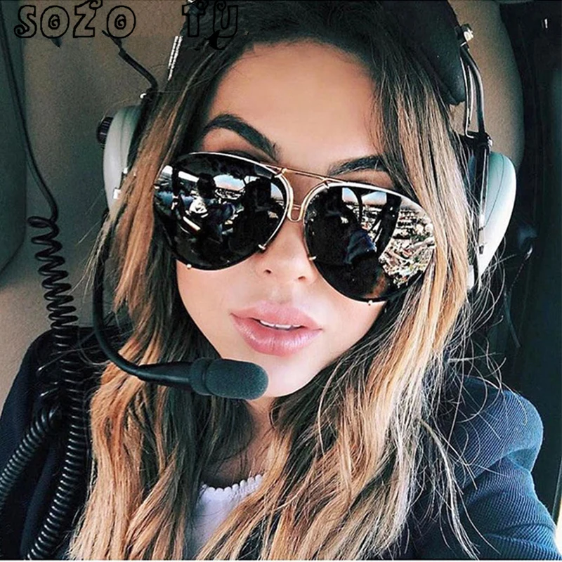 best sunglasses for women SOZO TU 2018 oversize sunglass women rimless Big Sunglasses Women Ladies Large Aviation Sunglasses Female Oversized Glasses rectangle sunglasses