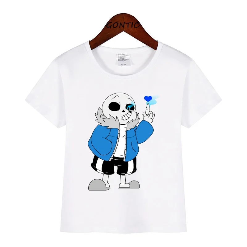 

Skull Brother Design T shirt kids boy Summer White Tops Undertale Sans funny cartoon cotton Children clothing Casual Great Tops