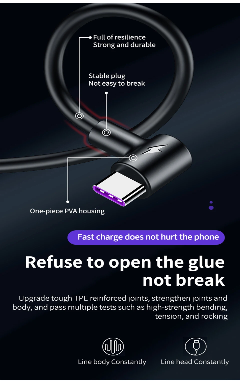 90 градусов 5А кабель супер зарядка Usb C зарядный шнур телефон зарядное устройство кабель Usb Tipe C для Xiaomi Redmi Note 7s 7 Pro K20 Pro Mi9 SE
