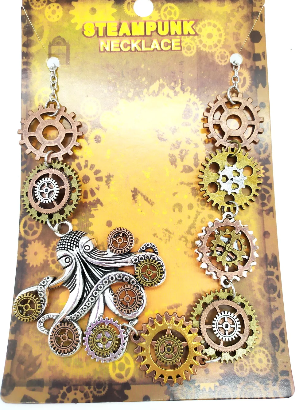 New Original Design Octopus Gears Claws with Various Gears Vintage Industrial Steampunk Necklace