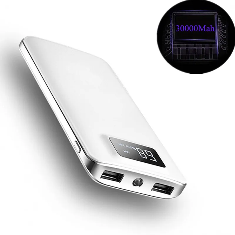 Power Bank 30000mah External Battery PoverBank 2 USB LED Powerbank