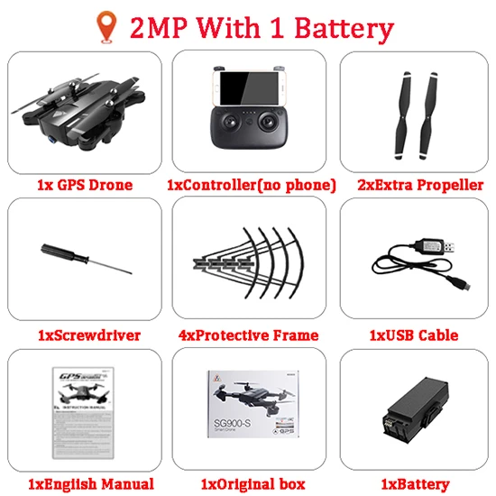 SG900 SG900S SG900-S X192 gps Квадрокоптер с 1080P HD камерой вертолет с фиксированной точкой wifi FPV Дрон режим следования за мной - Цвет: 2MP 1B