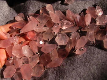 

21 natural rose quartz crystal pendant reiki