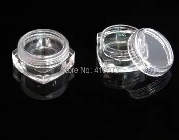 

500pcs/lot 10ml diamond shape plastic jar clear black color 10g cream jar eyeshadow jar empty nail powder jar