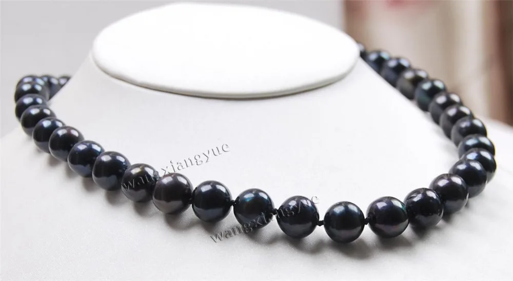 

FREE SHIPPING ****Noblest Big Genuine 11-12MM black akoya cultured pearl necklace 17