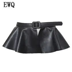 [EWQ] 2019 Европейский Американский стиль Новая Черная модная юбка c оборками широкий пояс украшенный женский Высококачественный PU кожаный 5901
