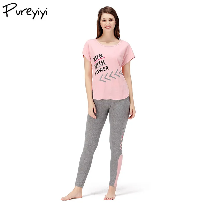 

Sportswear Clothes Women's Suits Sportswear Suit for 2 Pieces Set Clothing Set Top+Pant Cotton Running Girls Two-piece Gym Suits