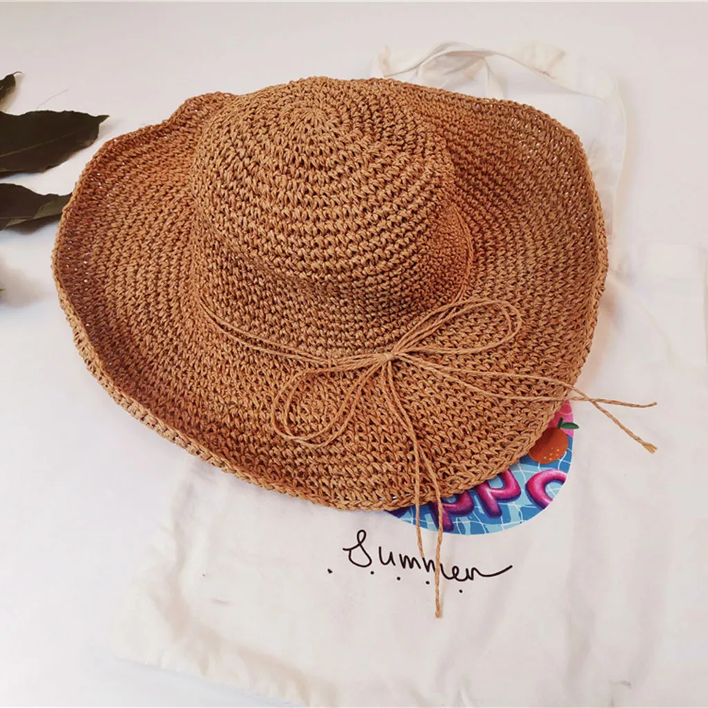 قبعات للحماية من الشمس للنساء طوي عارضة قبعة للشاطئ واسعة بريم سترو واسعة القش قبعة مرِنة ديربي حماية واقية من الشمس شاطئ كاب L0422