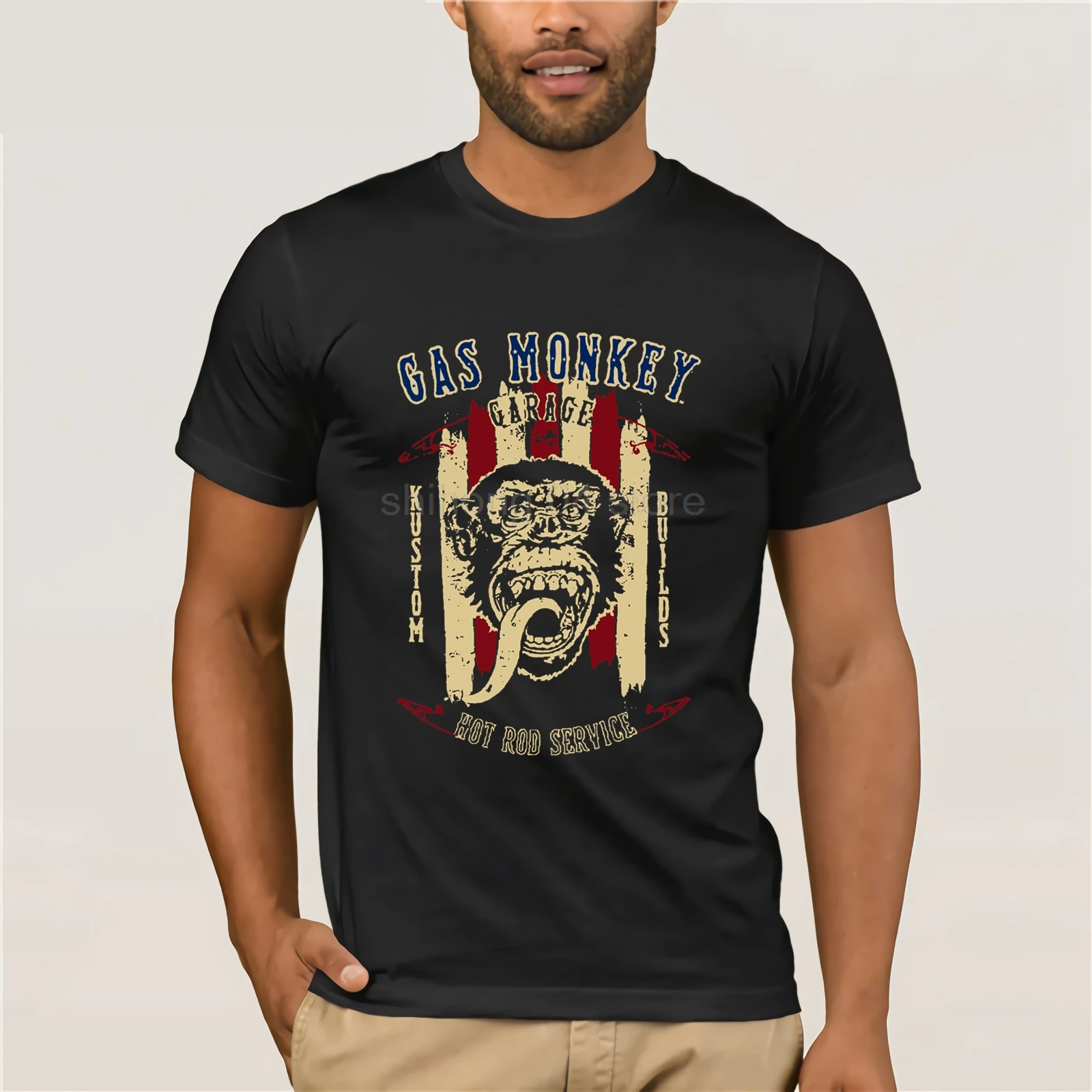 

Gas Fast N Loud GMG Kustom Builds HOT ROD SERVICE Monkey Garage Mens T-shirt Men's Short Sleeve t-shirt 2019 Streetwear Tees