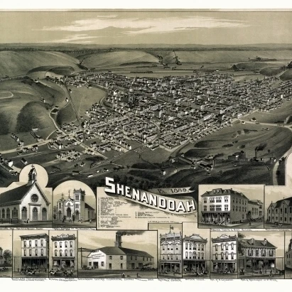 Historic Map of Shenandoah Pennsylvania 1889 Schuylkill County Poster Print (24 x 36)