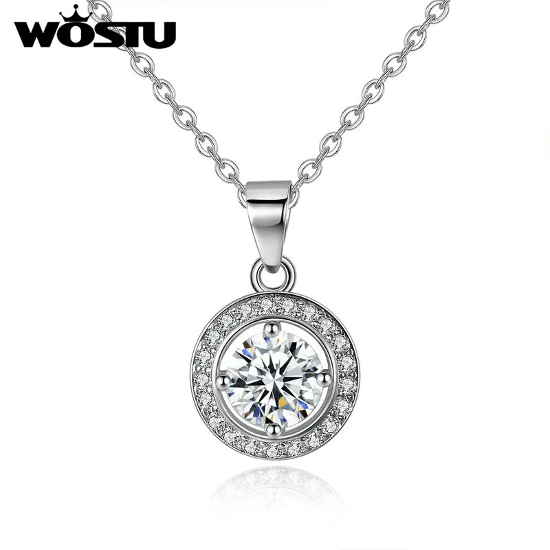 

2019 HOT Sale White Gold Color Pendant Round Shape AAA CZ Necklace for Women Wedding Jewelry Gift XCNN056