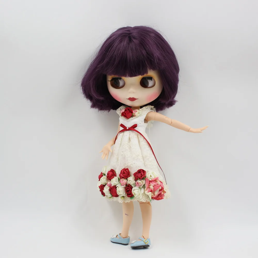 Blyth кукла шарнир тело Фиолетовый Короткие волосы фабрика BL135 натуральная кожа для девочки подарок DIY
