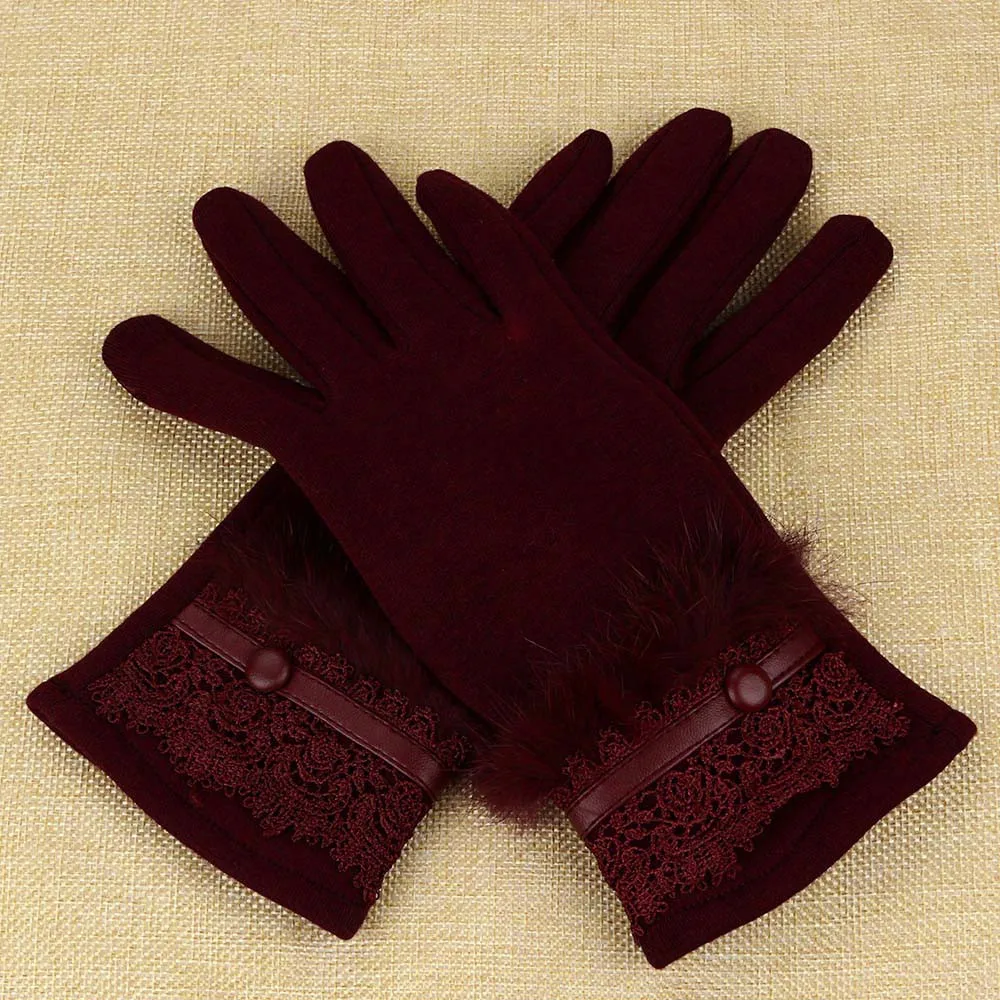 Women Female Gloves Winter Warm Cashmere Keep Warm Driving Full Finger Gloves Touch Screen ladys Glove luvas guantes 18Nov