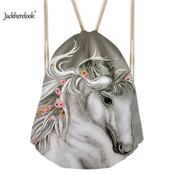 CC6015Z3 Jackherelook 3D Crazy Horse узор для мужчин Drawstring Рюкзак Малый повседневное сумки школы обувь для мальчиков спортивные пляжные Наплечные сумки Softback - Цвет: CC6015Z3