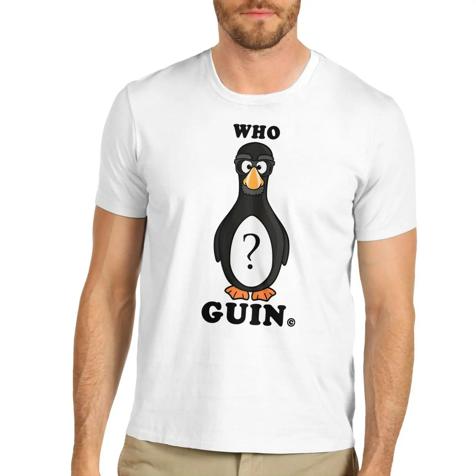 Мужская забавная футболка Who Guin The Penguin