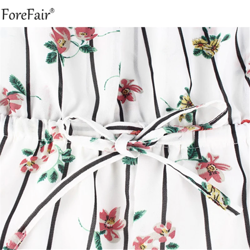 ForeFair пляжные Повседневное Для женщин Playsuit Цветочный принт шорты Boho комбинезон белые летние спинки Дамы без рукавов черный Комбинезоны