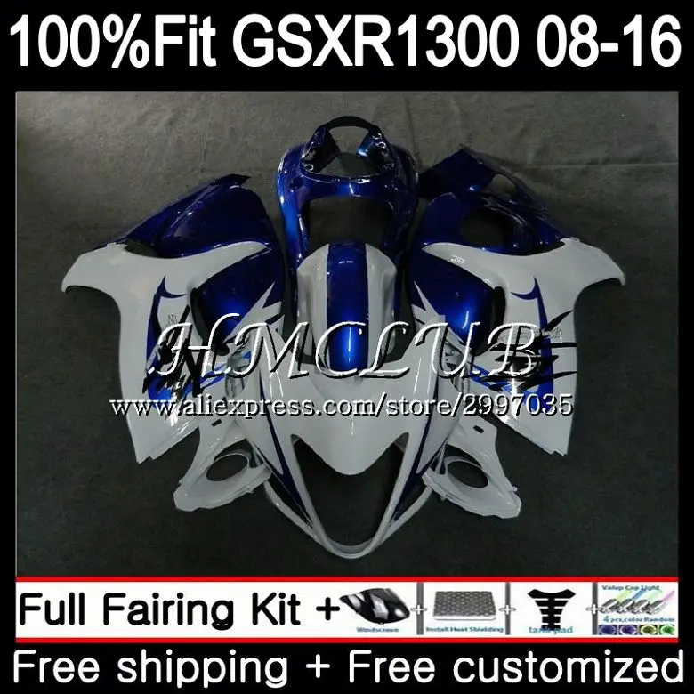 Инъекции синего и белого цвета для SUZUKI Hayabusa GSXR1300 2008 2013 40HC. 17 GSX-R1300 GSXR 1300 08 13, 14, 15, 16 лет обтекатель - Цвет: No. 1