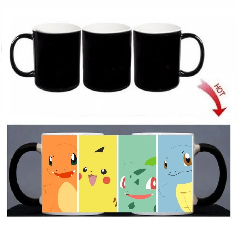 

Pokemon Mug Custom Photo Heat Color Changing Morph Magic Mug 300ML Coffee Cup Beer Milk Mug With Cookie Gift Wholesale Cheap