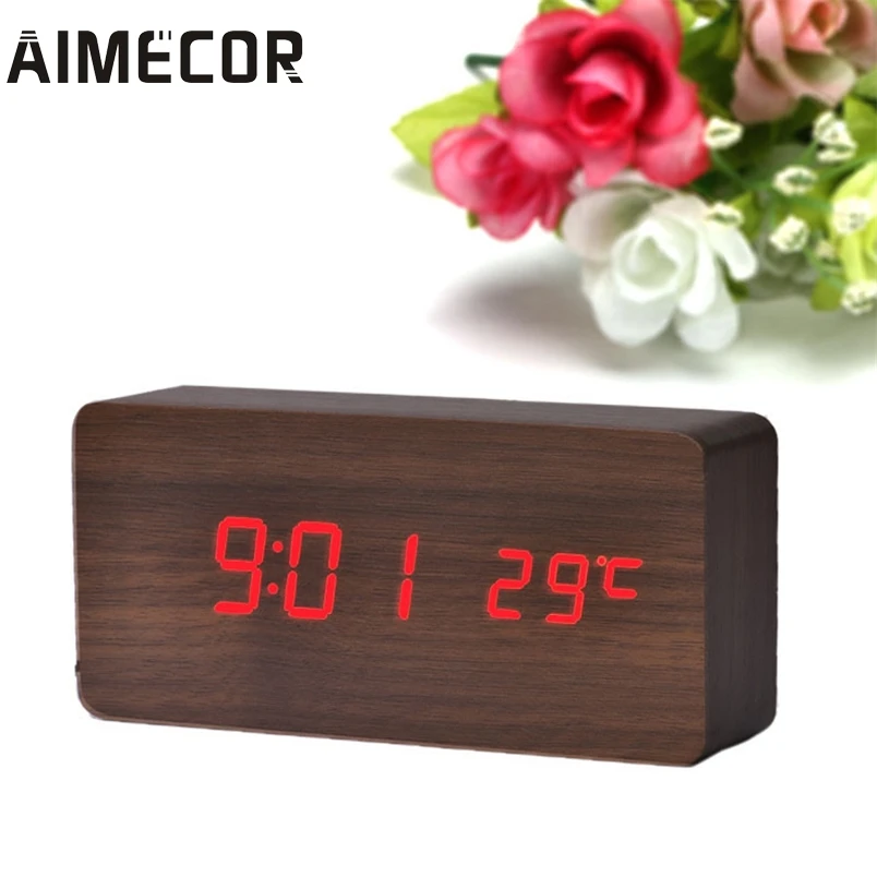 

Aimecor 147*39*70mm Temperature Display Sounds Control Electronic Desktop LED Alarm Clock *30 Gift Drop