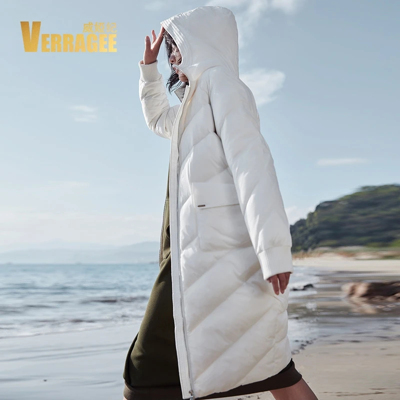 Здесь продается  VERRAGEE Brand 2017 New Casual Winter Loose Warm Jacket Hooded Women Overcoat Pocket Long 90 White Duck Down Coat  Одежда и аксессуары