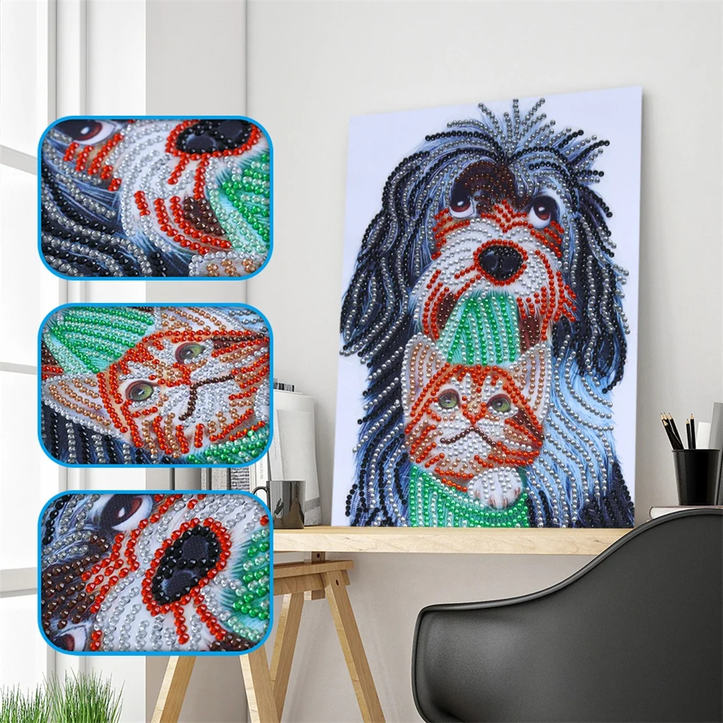 dog cat Специальная форма алмазное Рисование Подсолнечник лошадь Тигр Лось животные DIY 5D частичное сверло Кристалл Стразы искусство Вышивка крестом наборы - Цвет: dog cat