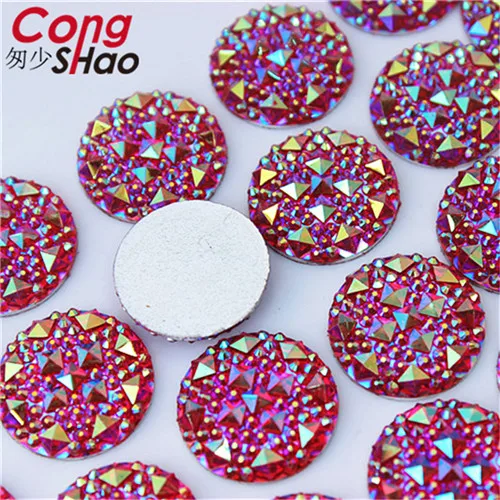 Fuchsia AB Cong Shao 50 шт 20 мм круглой формы AB смолы Стразы аппликация с камнями и кристаллами драгоценные камни плоские с оборота для костюма пуговицы для рукоделия ZZ754 - Цвет: Fuchsia AB