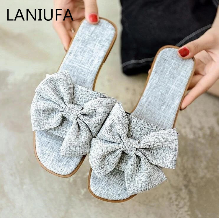 

women flats Indoor Outdoor Flip-flops slippers Sandals new Summer women Female Casual Bow Beach Sandals Slipper women mujer #131