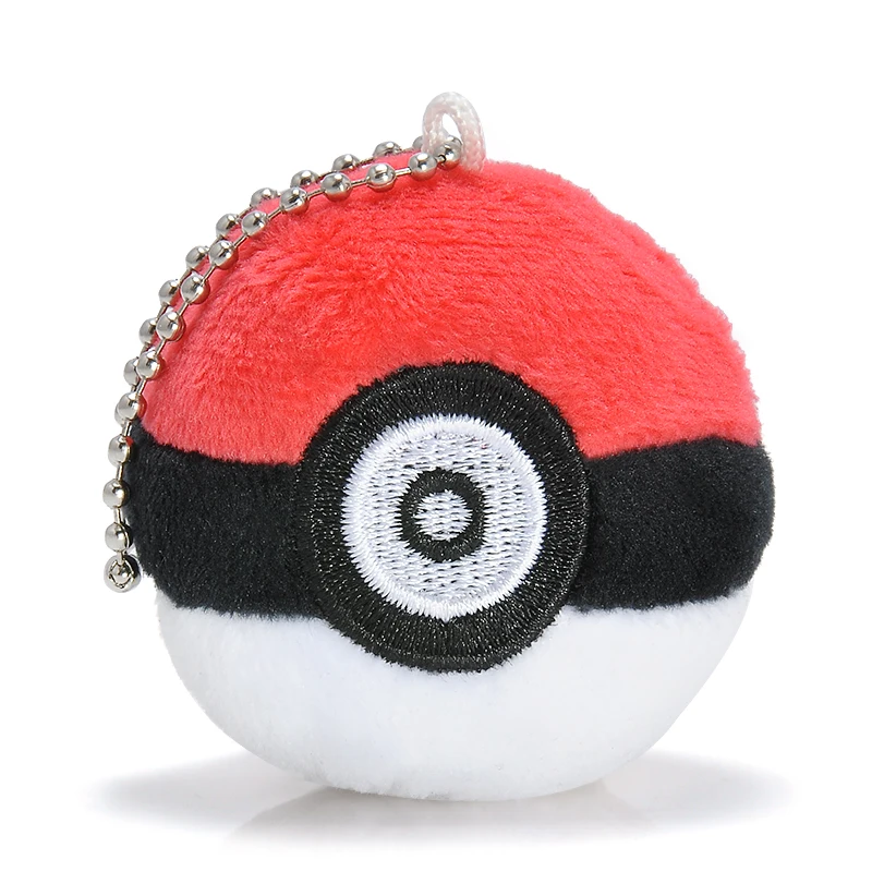 

Lovely Red Pokemon Poke Ball key chain Plush Doll Soft Stuffed Toy Bag Car Ornaments keychain Free shipping