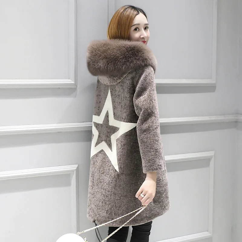 De Étoiles 6 Réel Laine Fourrure Conception Automne 3 7 Manteaux Femmes 2 Lâche 1 Vestes Col Long 8 Épais 5 Hiver 4 Chaud 2018 Style Fox Fit Nouveau 44zO7rq