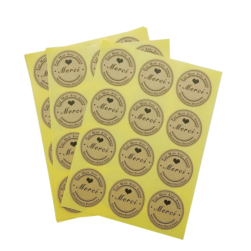 

1200PCS/lot Kawaii Round black heart Merci Sticker Round Label Paper Stationery Sticker Baking Seal Sticker