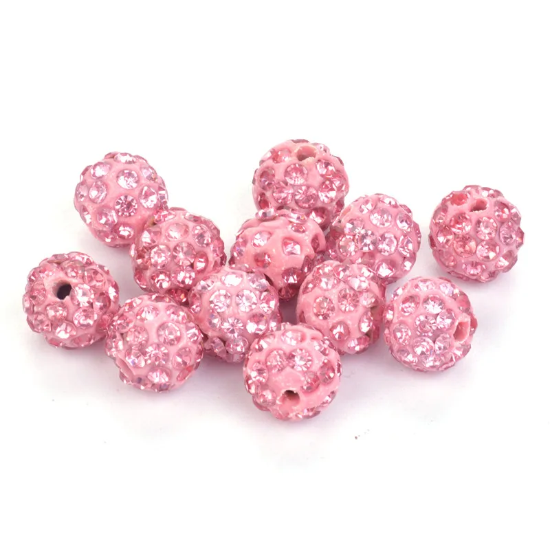 

Pink Color Beads Pave Clay Disco Ball Beads For Necklace Bracelet Earrings 50pcs 10mm