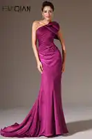 New Stylish One Shoulder Evening Gown Evening Dresses Burgundy