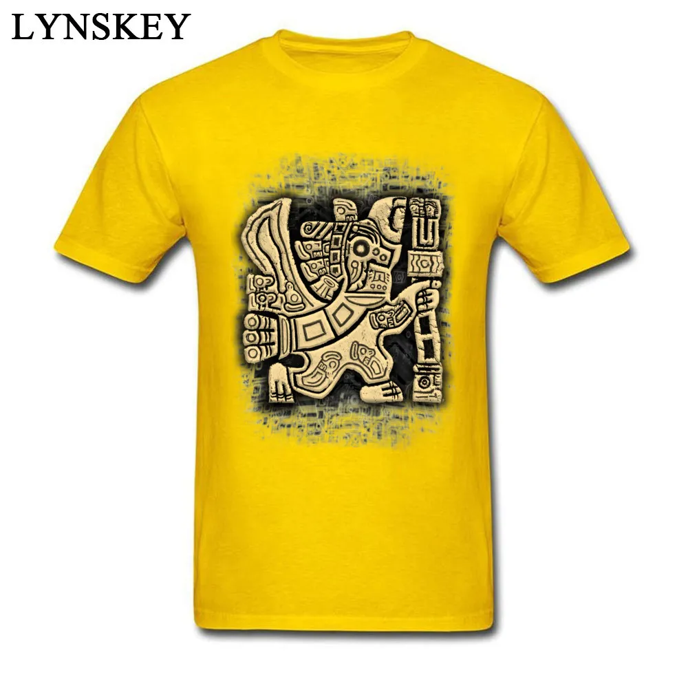 Crew Neck Pure Cotton T Shirts for Male Group Summer/Autumn Tops Shirts 2017 Newest Aztec Eagle Warrior Casual Clothing Shirt Aztec Eagle Warrior yellow