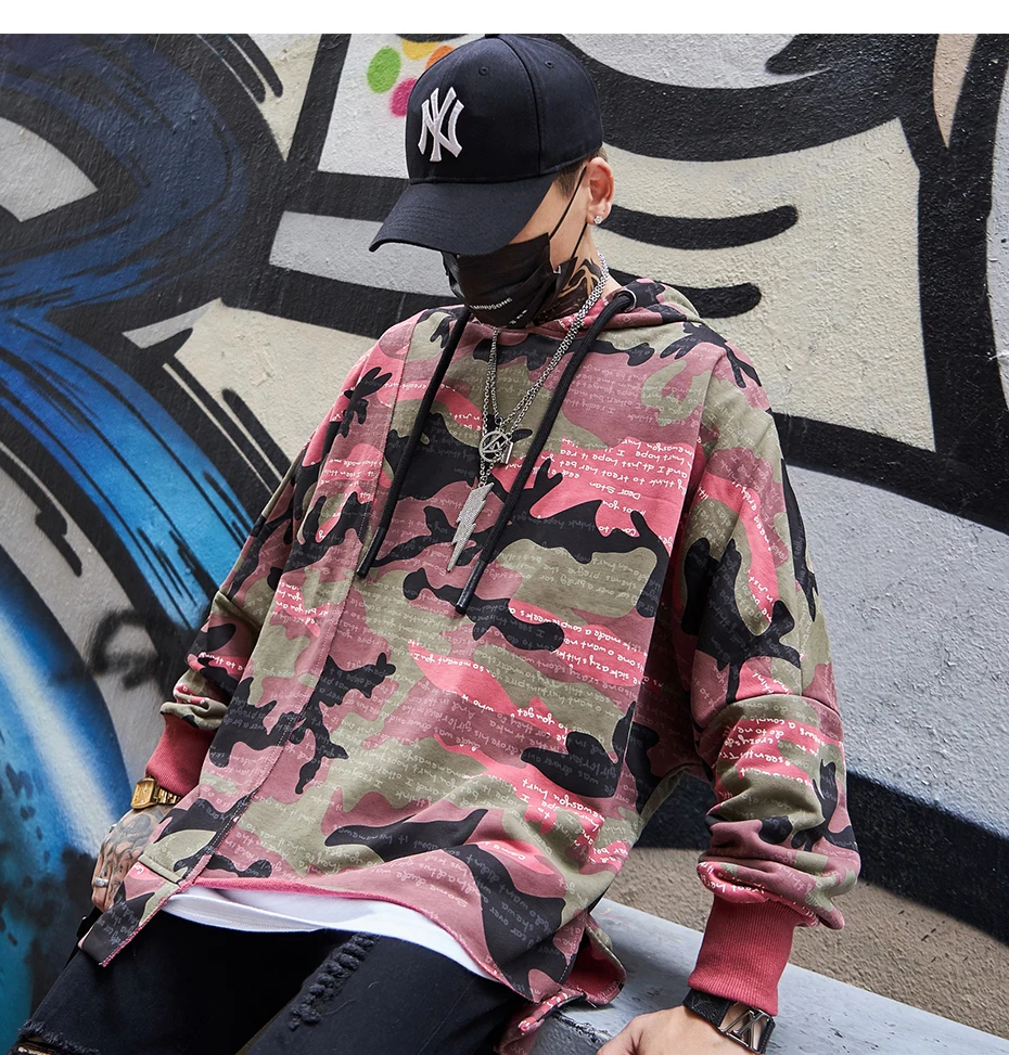 AELFRIC камуфляж лоскутное дизайн толстовки кофты 2018 Зимний пуловер военные хип-хоп Swag мужской толстовка уличная AP48