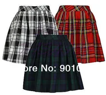 Free shipping Short Sexy Pleated Tartan Mini Skirt Micro Mini Skirt Kilt size S 6XL