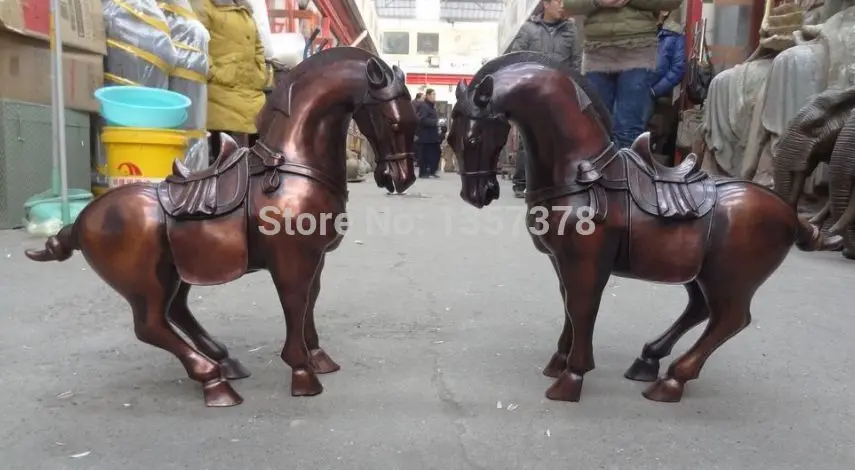 

shitou 00648 20" China Year Zodiac Bronze Wealth Animals Sculpture JiXiang Horse Statue Pair discount 30% (C0324)